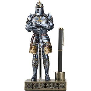 Knight Pen Stand Office Desk Organizer Gift for Men 9.45 Inches Blue